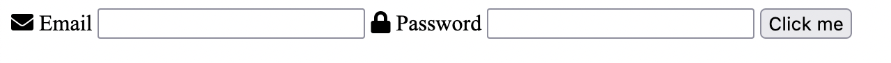 Email and Password field from a webpage, with envelope and padlock icons visible.