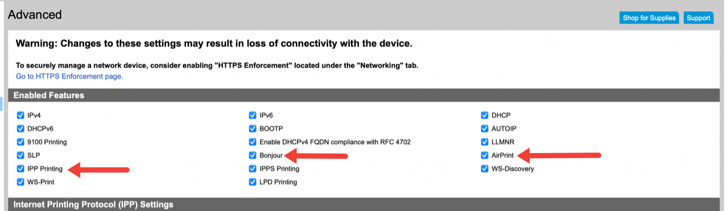 Screen grab showing the three options to change